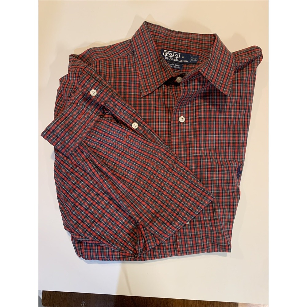 Polo Ralph Lauren Marlowe Cotton Long Sleeve Casual Button Down Reds Men's XL‎